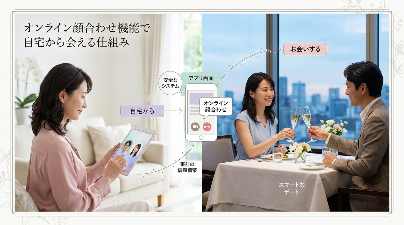 オンライン顔合わせ機能で自宅から会える仕組み